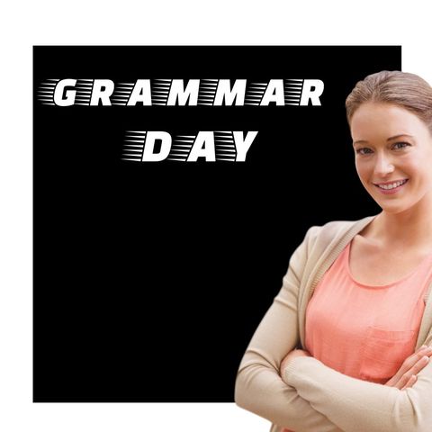 Grammar Day Celebration with Confident Woman and Bold Typography - Download Free Stock Templates Pikwizard.com