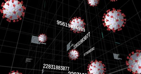 Floating COVID-19 Cells with Data Overlay in Digital Space - Download Free Stock Images Pikwizard.com