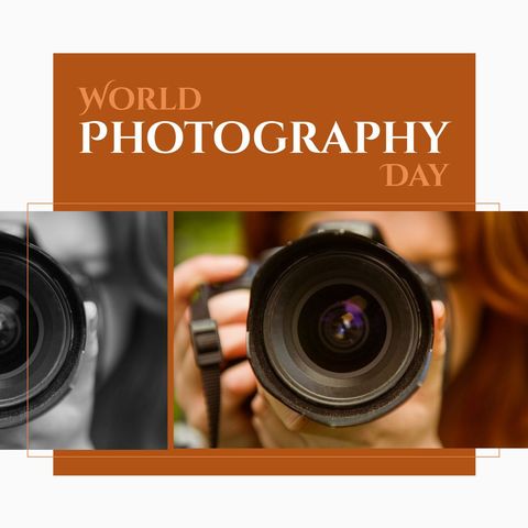 World Photography Day Celebration with Female Photographer and Camera Close-Up - Download Free Stock Templates Pikwizard.com