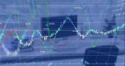 Dynamic Stock Market Chart Displaying Fluctuating Trends and Growth Percentages - Download Free Stock Images Pikwizard.com