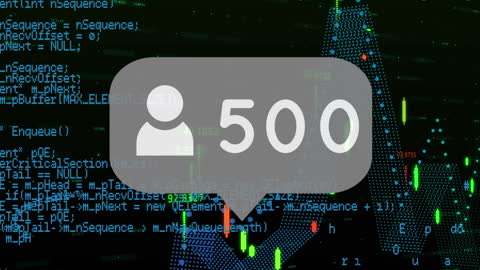 Digital Growth - 500 User Milestone Over Code Background