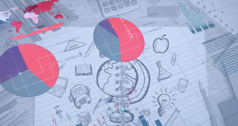 Business and Education Infographic Interface with Doodles