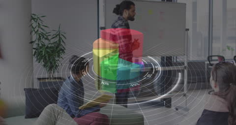 Business Analytics Discussion with Holographic Data Visualization