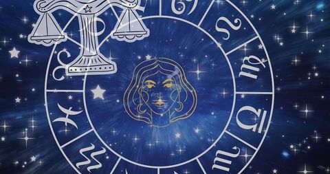 Horoscope Symbols on Cosmic Starry Background