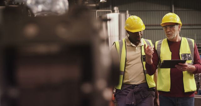 Engineers Discussing Project in Industrial Factory - Download Free Stock Images Pikwizard.com