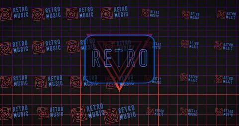 Neon Retro Music Theme with Vintage Grid Design - Download Free Stock Images Pikwizard.com