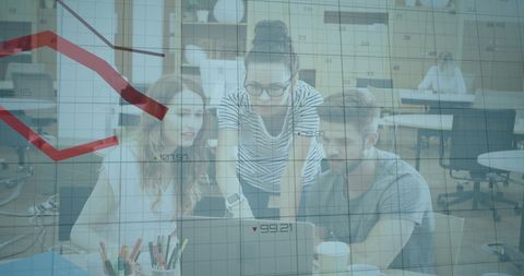 Team Analyzing Financial Decline in Modern Office Environment