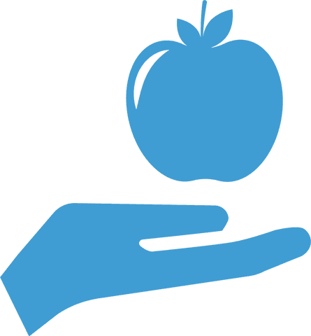 minimalistic blue hand holding apple on transparent background - Download Free Stock Videos Pikwizard.com