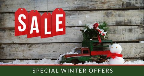 Festive Winter Sale Banner with Holiday Decorations and Snow - Download Free Stock Images Pikwizard.com