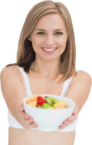 woman holding bowl of fruits with transparent background - Download Free Stock Videos Pikwizard.com