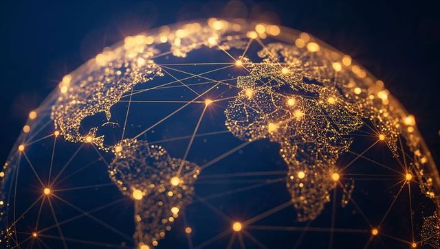 Global Digital Network Connecting Cities with Golden Nodes and Data Streams