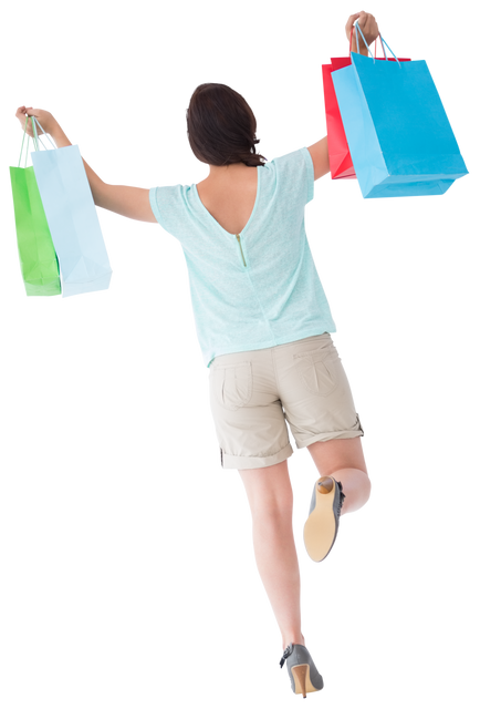 Transparent Happiness in Shopping Mannequin Pose, Colorful Shopping Bags, Celebratory - Download Free Stock Videos Pikwizard.com