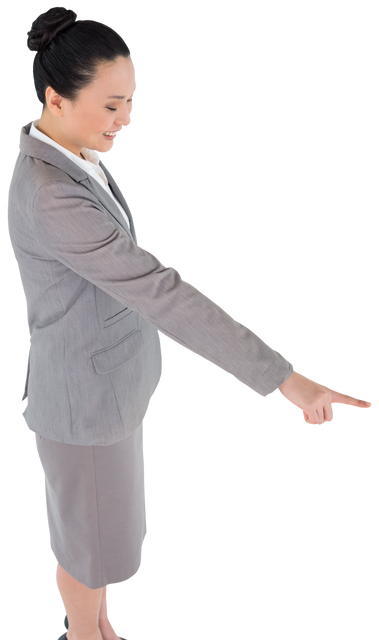 Asian Businesswoman Pointing, Transparent Background - Download Free Stock Videos Pikwizard.com