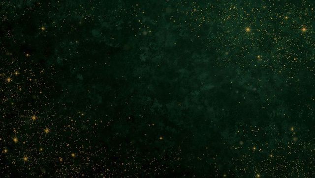 Shimmering Dark Emerald Starfield with Gold Dust and Twinkling Stars for Elegant Backdrops