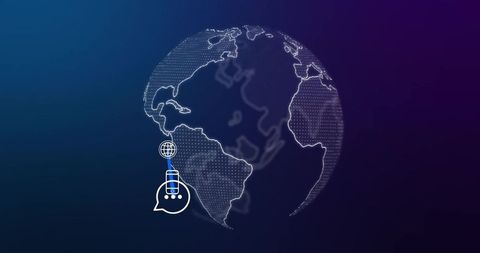 Futuristic Digital Globe with Media Icons