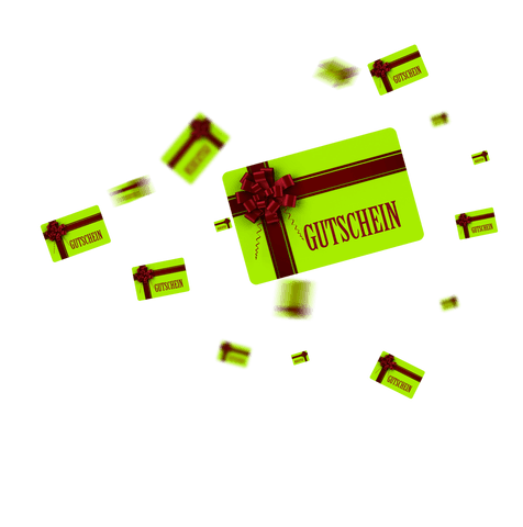 Floating Gift Cards with Gutschein Text on Transparent Background