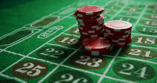Stacks of Red Poker Chips on Green Roulette Table Layout - Download Free Stock Photos Pikwizard.com