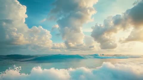 Ocean Waves Crashing Against Cloud-filled Sky at Sunset