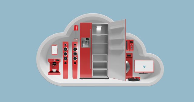 Home appliances in cloud shape for internet of things against blue background - Download Free Stock Photos Pikwizard.com