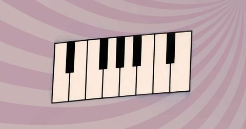 Abstract Floating Piano Keyboard on Pastel Swirl Background