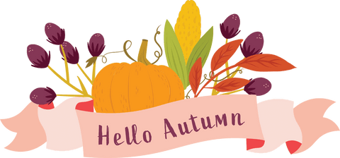Transparent Autumn Banner with Pumpkin and Foliage Illustration