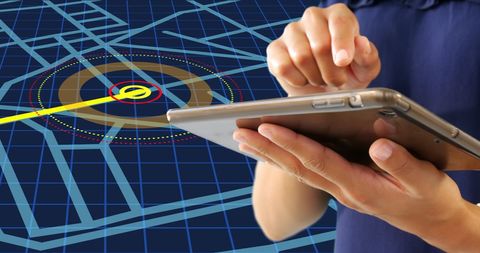 woman using digital tablet with gps navigation map visualization - Download Free Stock Images Pikwizard.com