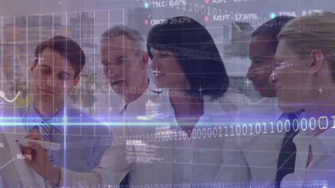 Business Team Collaboration with Financial Data Concepts