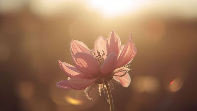 Radiant Pink Blossom During Tranquil Golden Hour