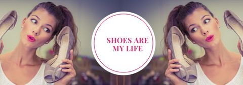 Woman expressing adoration for fashion with favorite shoes