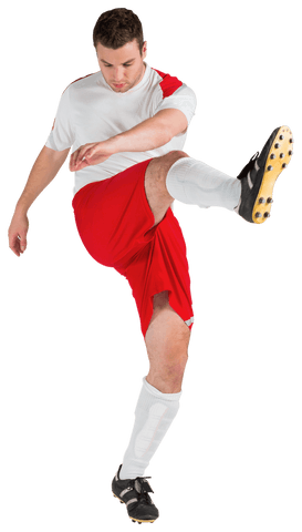 Transparent Football Player Kicking Ball Dynamically