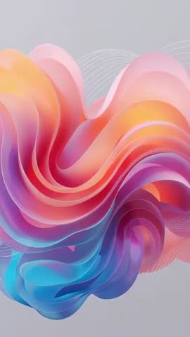 Looping 3D Ribbon Flowing and Rotating on Gray Background Vertical Wallpaper Video