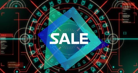 Digital interface sale promotion with futuristic elements