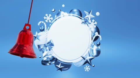 Festive Christmas Animation with Red Bauble Bell and Snowflakes