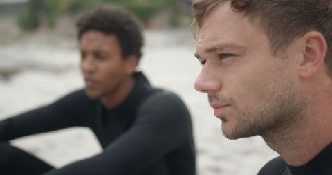 Calm Surfers Enjoying Beach Timeout