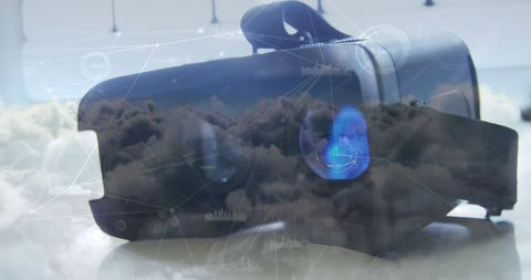 Virtual Reality Headset Overlaid with Cloud Networks - Download Free Stock Images Pikwizard.com