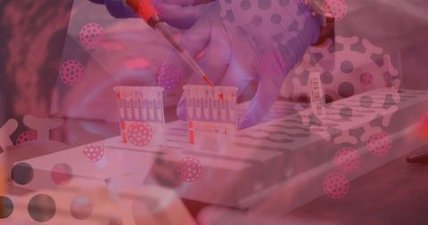 Laboratory technician handling blood samples during pandemic