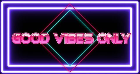 Good Vibes Only Neon Digital Graphic with Pink Metallic Letters