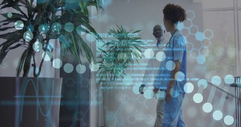 Innovation in Healthcare: Diverse Doctors with Digital Data Overlay