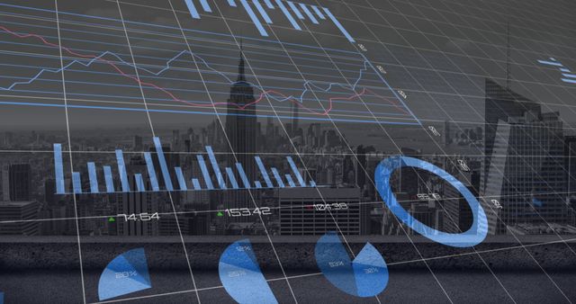 Financial Data Charts Overlapping City Skyline - Download Free Stock Images Pikwizard.com