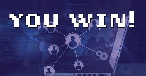 you win text over digital network and data connections - Download Free Stock Images Pikwizard.com