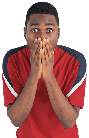 Surprised Young Afro-American Fan Transparent Background