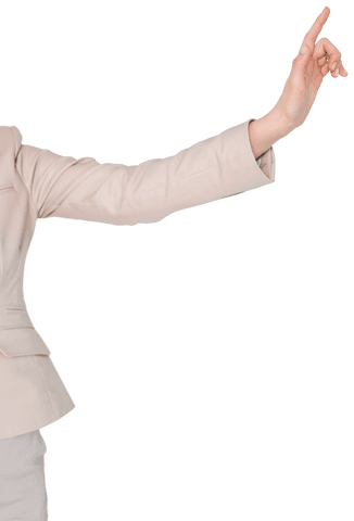 Caucasian Businesswoman Hand Gesturing on Transparent Background