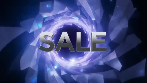 SALE Vortex Animation with Pulsing Crystal Ring, Rotating Shards, Metallic Beveled Text