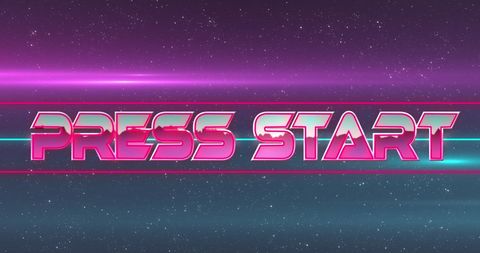 Retro Futuristic Press Start Screen with Neon Text