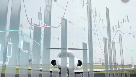 Private Jet with Overlay of Financial Graph Data