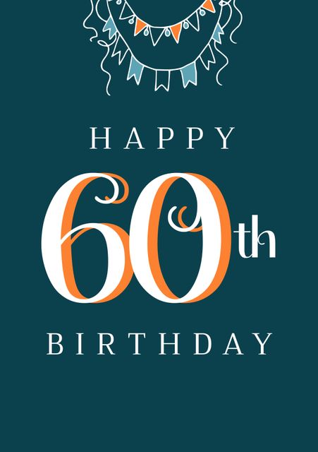 60th Birthday Celebration Card with Festive Decorations on Blue Background - Download Free Stock Videos Pikwizard.com
