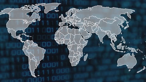 Digital World: Binary Code and Global Map Integration