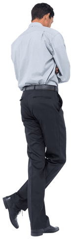 Transparent Back View of Businessman in Professional Attire Walking
