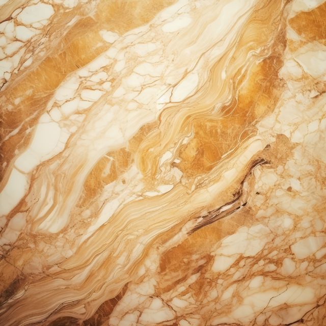 Close up of gold and white marble with veins background, created using generative ai technology. Marble, stone, pattern and texture concept digitally generated image.