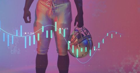 American football player with data analytics overlay
